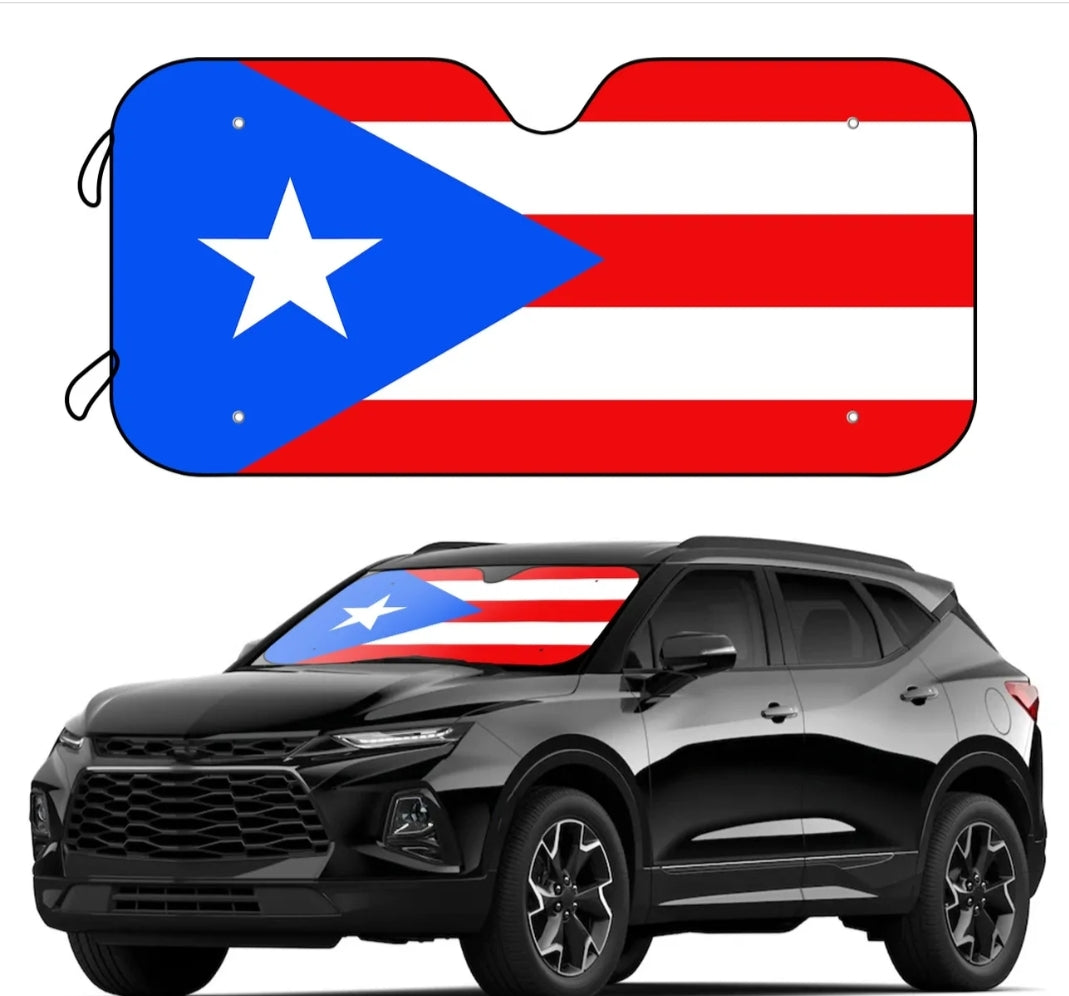 Reflector UV para autos cristal frontal Bandera de Puerto Rico